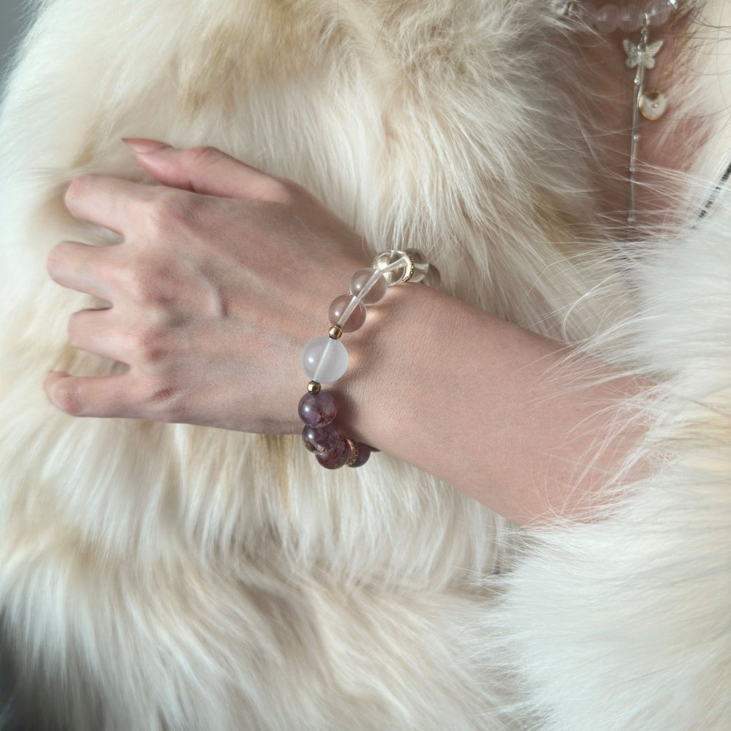wearing-large-bead-milky-quartz-bracelet-for-emotional-calm