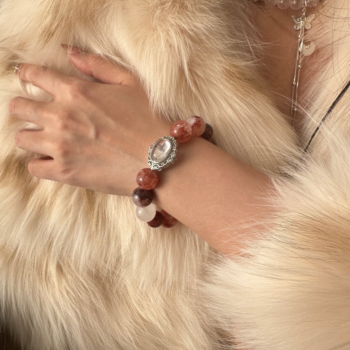 wearing-earthy-tone-moonstone-bracelet-for-inner-peace