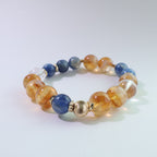 Dawn Circuit - Natural Golden Rutilated Quartz & Kyanite Bracelet for Focus & Flow