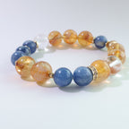Dawn Circuit - Natural Golden Rutilated Quartz & Kyanite Bracelet for Focus & Flow
