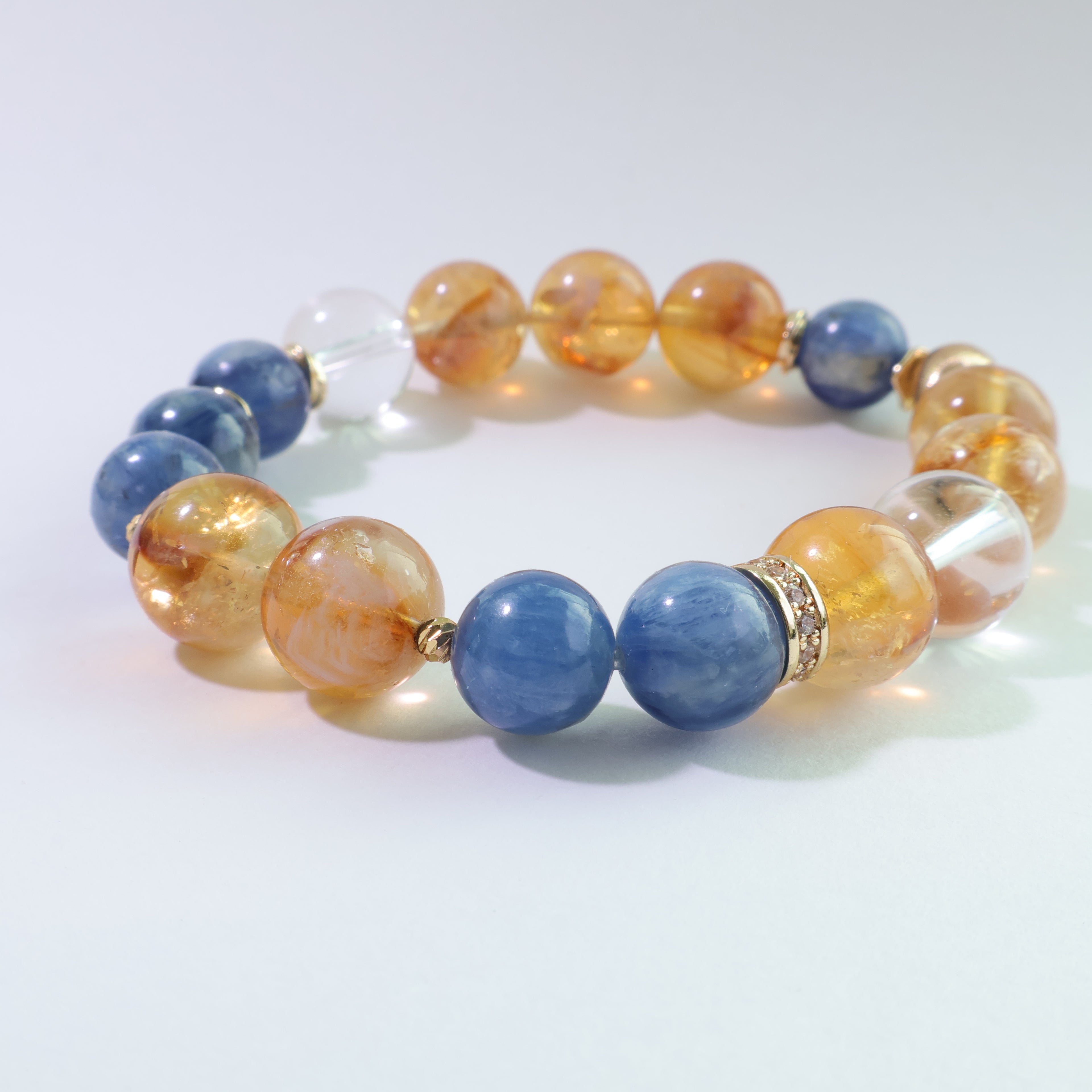 Dawn Circuit - Natural Golden Rutilated Quartz & Kyanite Bracelet for Focus & Flow