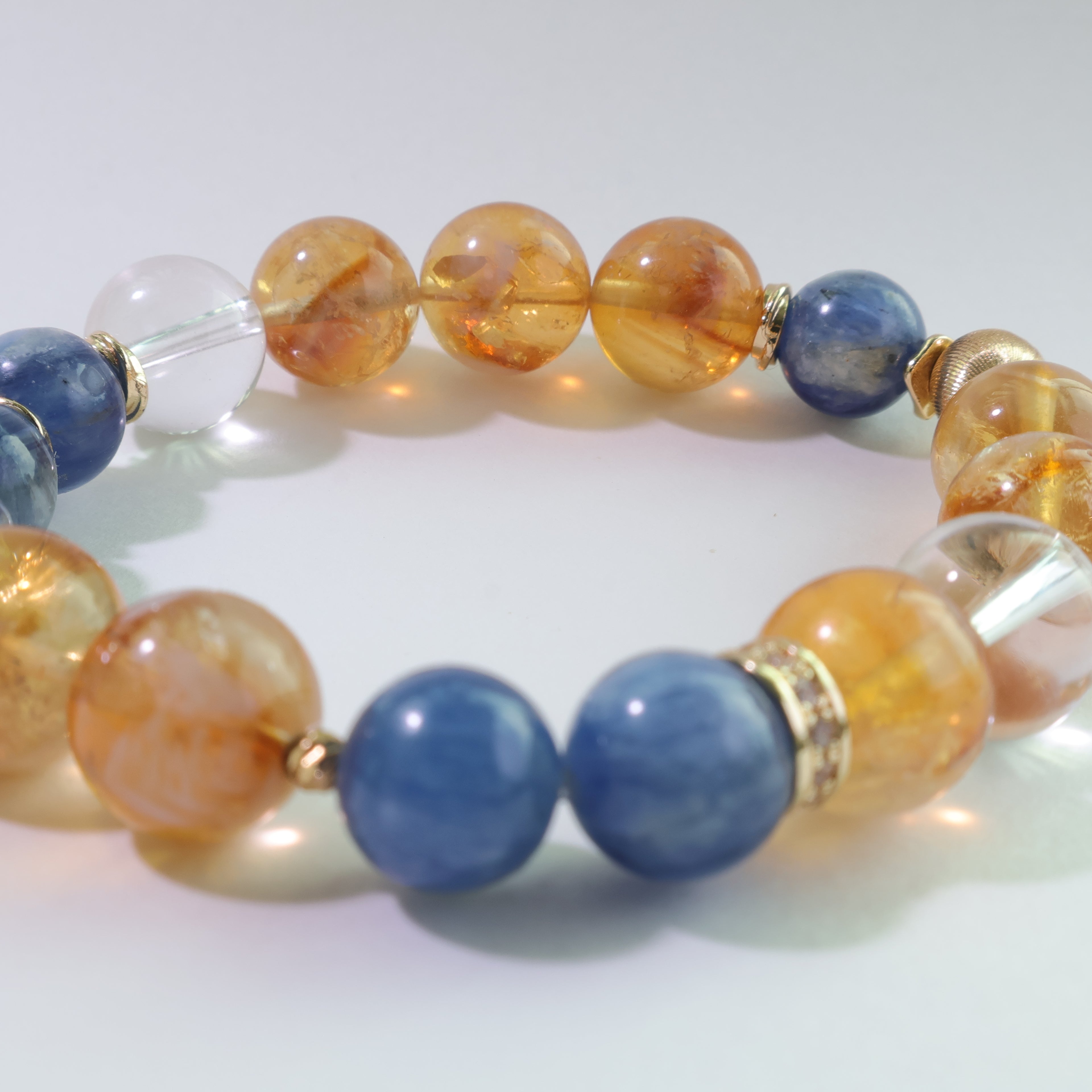 Dawn Circuit - Natural Golden Rutilated Quartz & Kyanite Bracelet for Focus & Flow