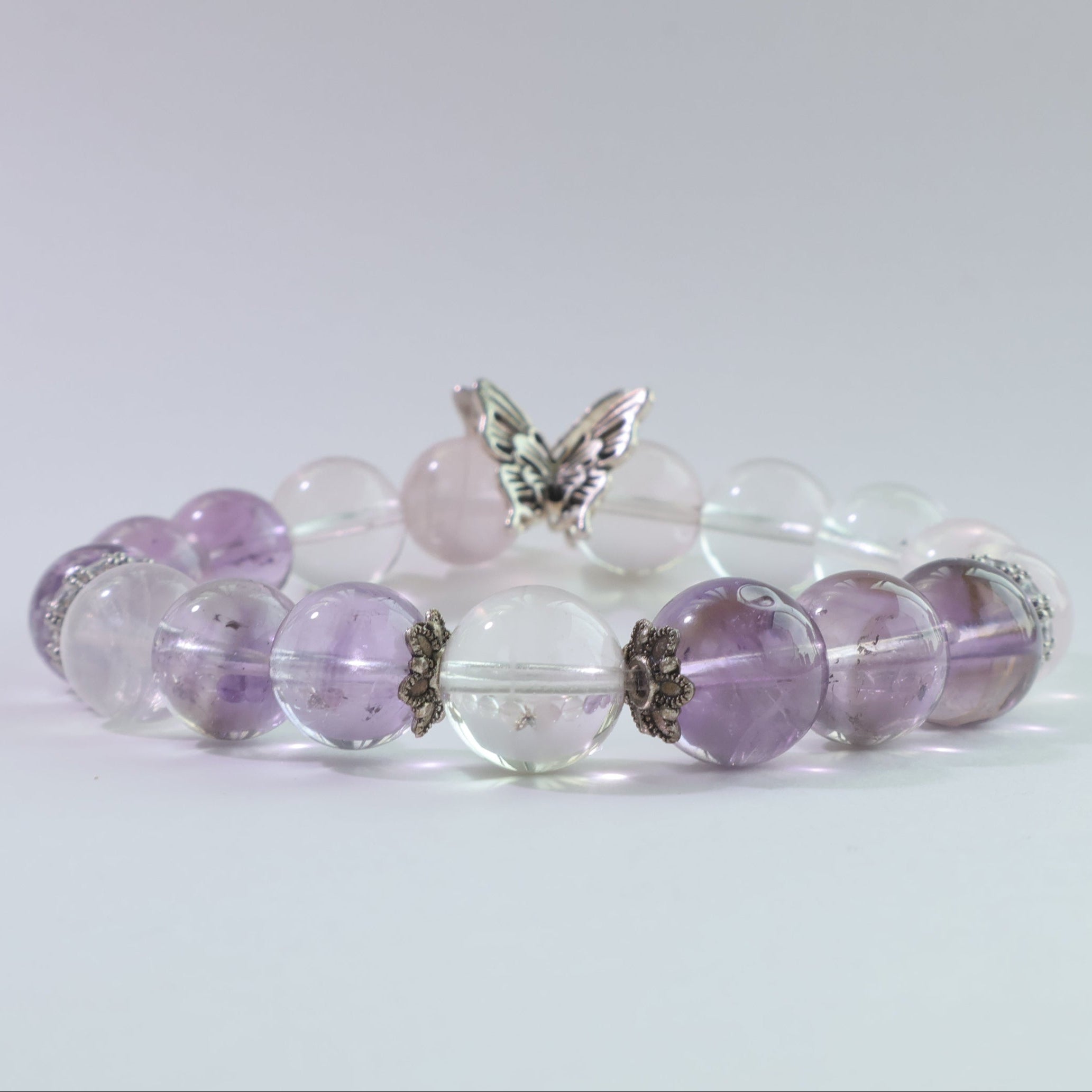 Wings of Grace - Natural Amethyst & Rose Quartz Bracelet
