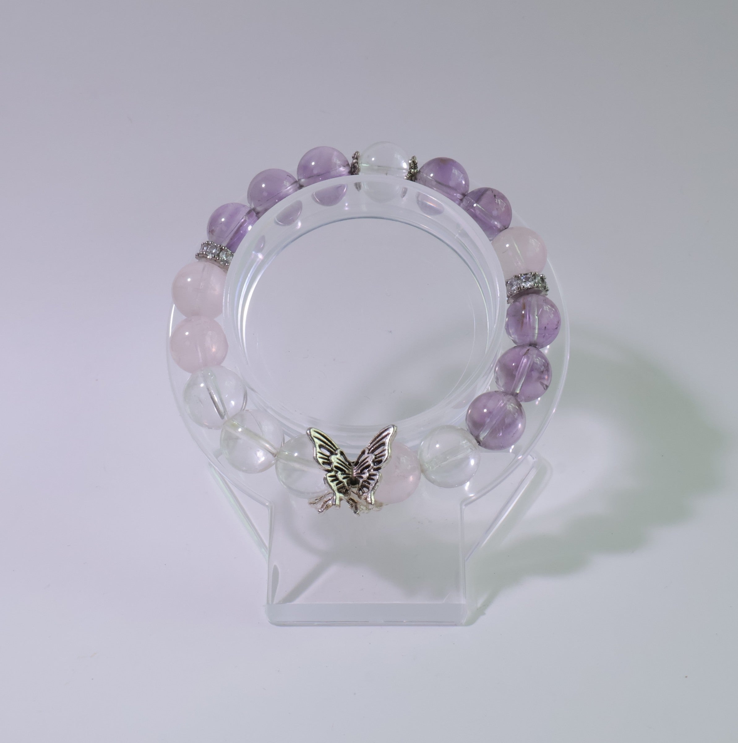Wings of Grace - Natural Amethyst & Rose Quartz Bracelet